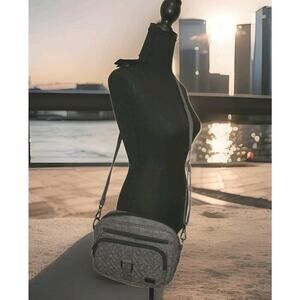 Lug Carousel Crossbody/Belt Bag Heather Gray Quilted Removable Strap RFID 10x6x3